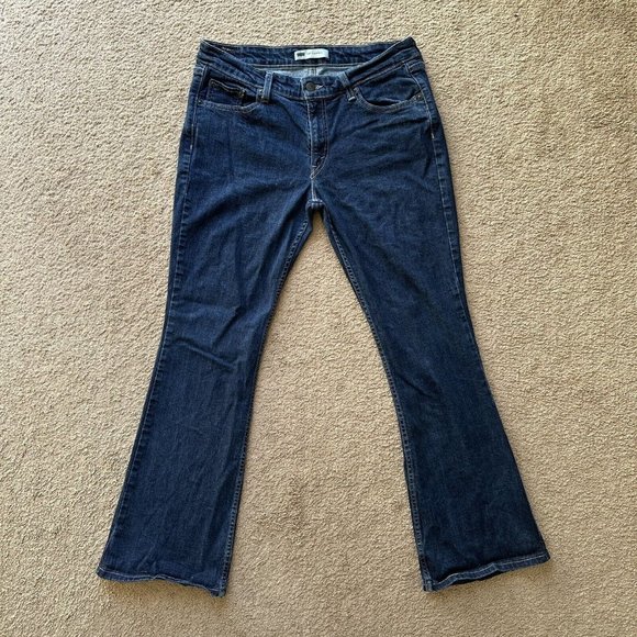 Levi 518 Jeans Womens 31x31 Superlow Bootcut Blue Dark Wash Denim Mid Rise - Picture 2 of 15